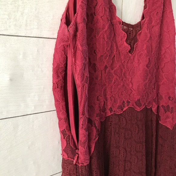 Anthropologie Moulinette Soeurs Carmindy Dress Red Lace Sleeveless - Picture 10 of 10